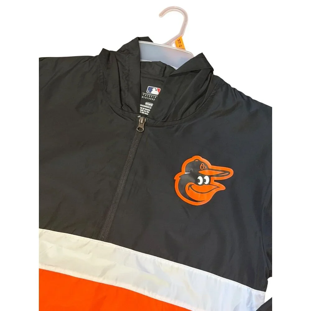 NWT Baltimore Orioles Genuine Merchandise Men's Orange/Black Half Zip Jacket MED
